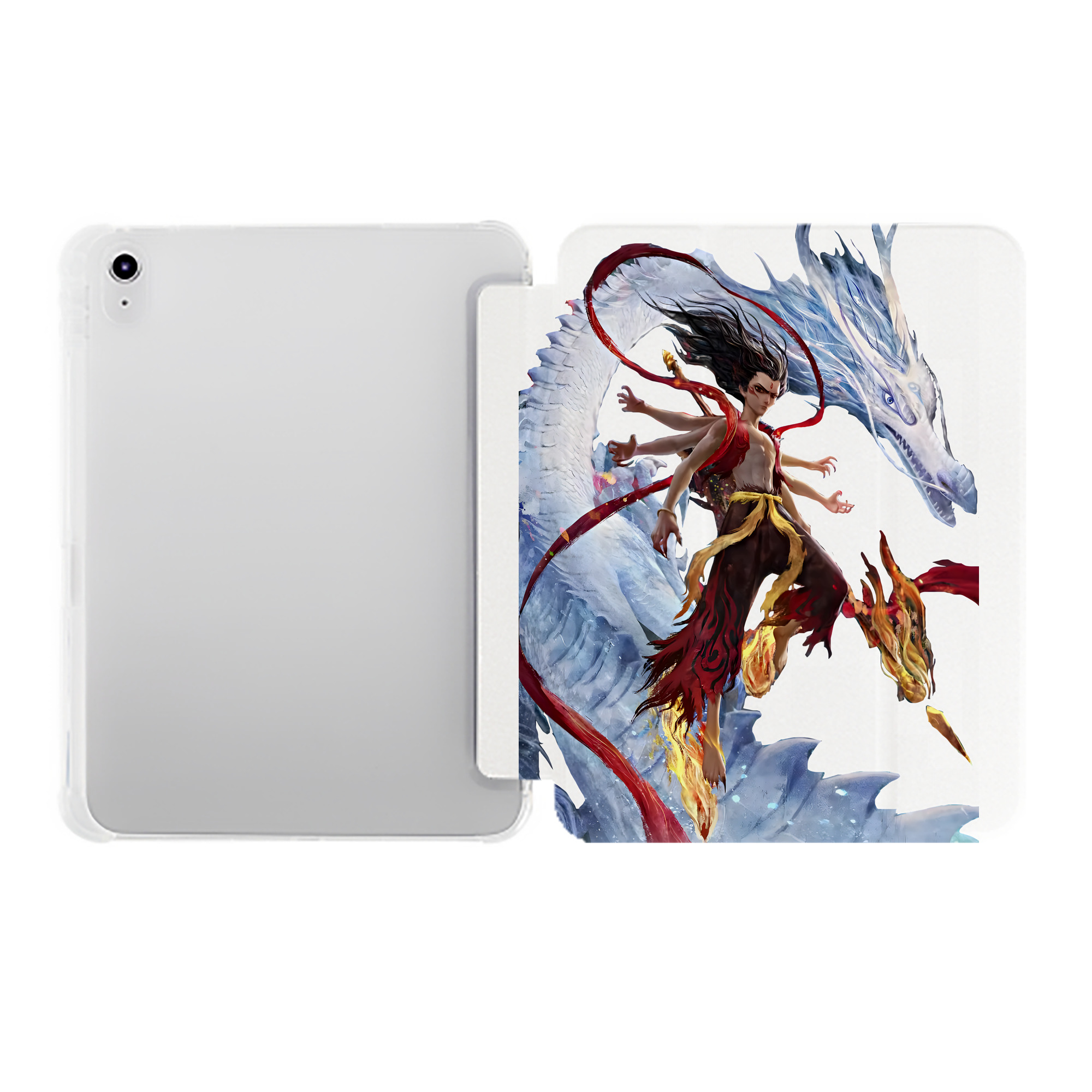 （画像用） Ne Zha 2 ナタ 魔童の大暴れ IPad ケース ペン収納付き 三つ折りスタンド PUレザー×シリコン 対応機種9.5/10.5/10.9インチ